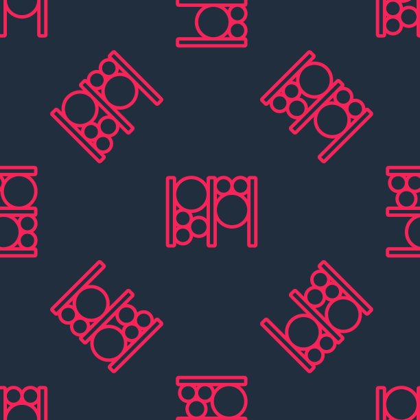 红线操场攀登设备图标孤立无缝图案在黑色背景上。孩子操场上爬。向量图片下载