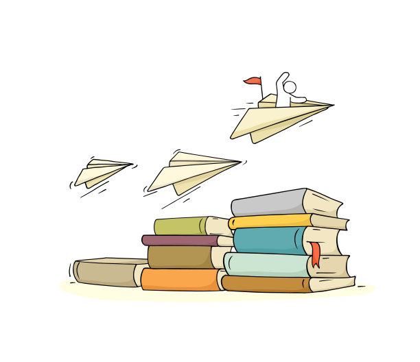 画一个拿着许多书的小个子男人。图片下载