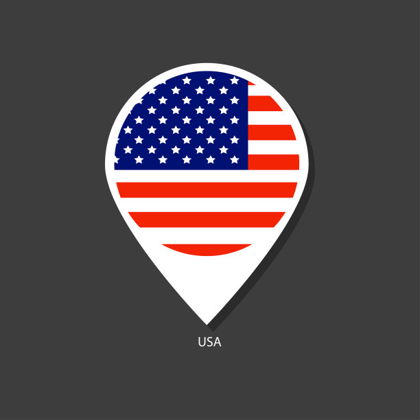 美国国旗签入图标与城市的名字在黑色背景。图片下载