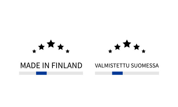 “芬兰制造”标签用英语和芬兰语书写。质量标志矢量图标。完美的标志设计，标签，徽章，贴纸，会徽，产品包装等图片下载