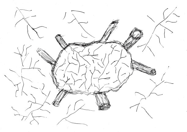 用黑色墨水绘制卡通人物的心图片下载