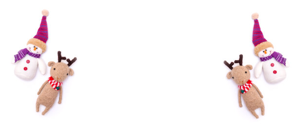 雪人和驯鹿隔离在白色背景空间的文本图片下载