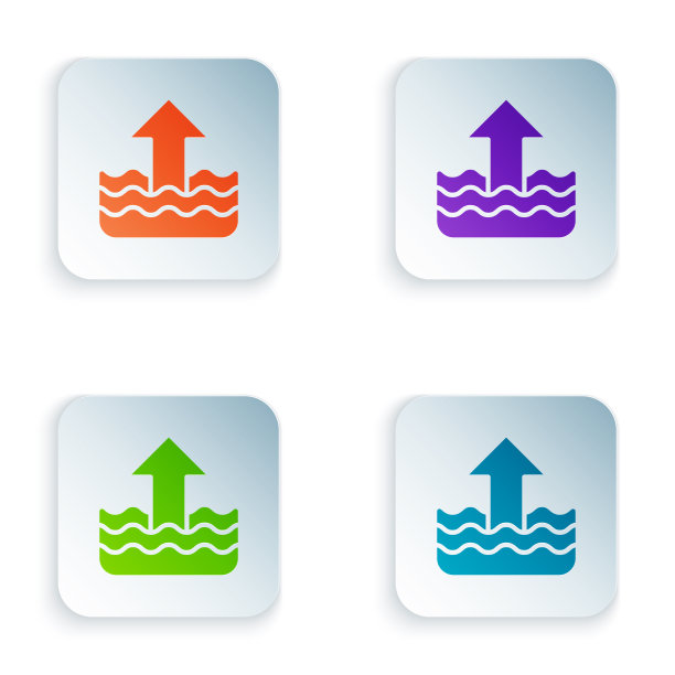 颜色上升在水面图标孤立的白色图片下载