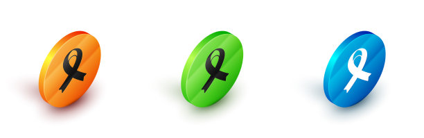 等距意识丝带图标孤立在白色上图片下载