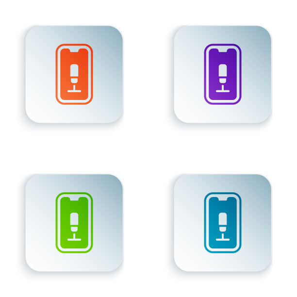 彩色移动记录图标孤立在白色上图片下载