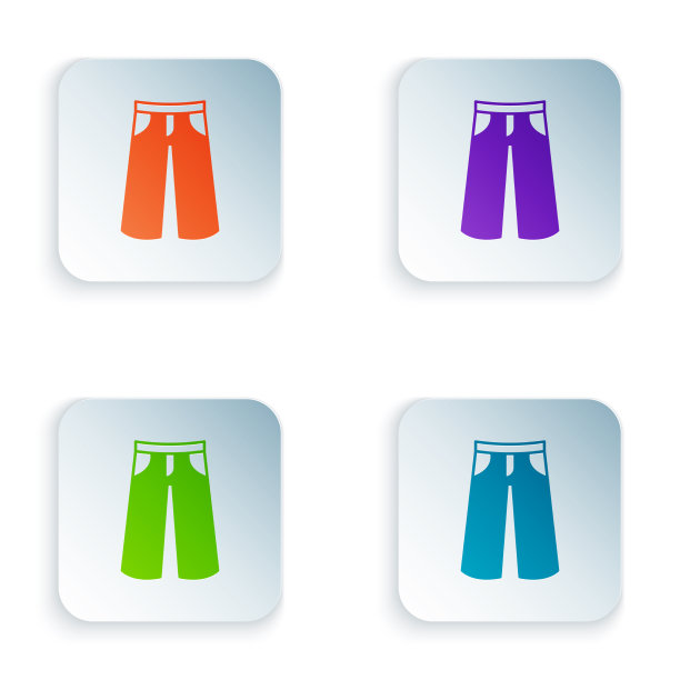 彩色裤子图标孤立在白色背景上图片下载