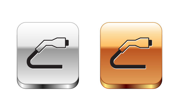 黑色电缆插头充电图标隔离图片下载