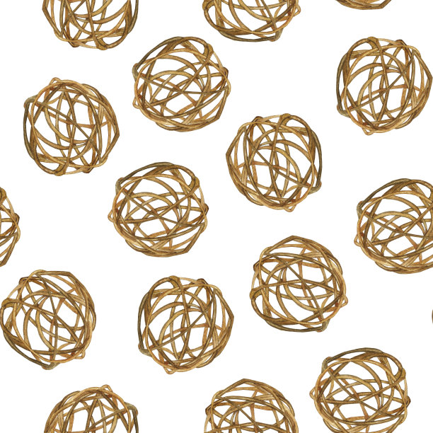 无缝图案的藤或花枝球在白色背景。水彩手绘壁纸插图，纺织品，织物。图片下载