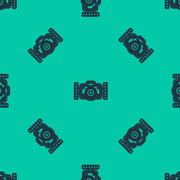 蓝线摄影相机为潜水员图标隔离图片下载