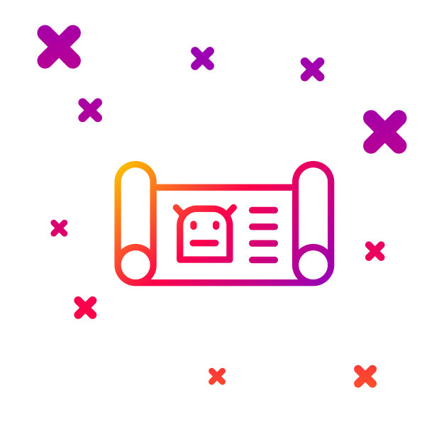 彩色线机器人蓝图图标孤立在白色上图片下载