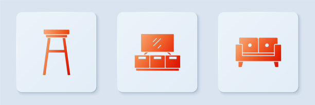 电视机，桌子，椅子，沙发，白色方框图片下载