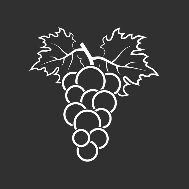 葡萄与叶子图标。食物的草图。秋天的象征。葡萄。矢量插图。每股收益10图片下载