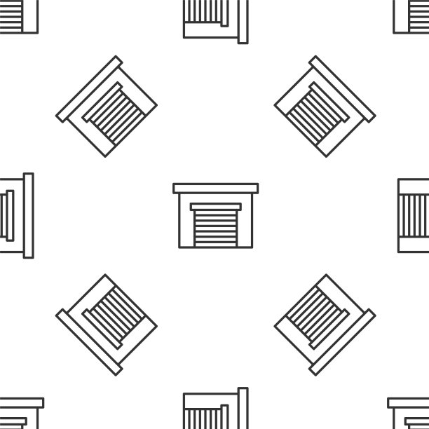 灰线车库图标孤立无缝模式上的白色背景。向量图片下载