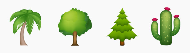 一组不同的树向量插图图片下载
