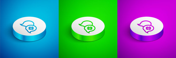 与医生图标对话，隔离在蓝色、绿色和紫色的背景上。医生和病人的对话。医疗卫生服务咨询。白色的圆按钮。向量图片下载