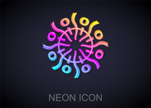 发光的霓虹灯线烟火图标孤立在黑色背景。趣味派对的概念。爆炸性的烟火的象征。向量图片下载