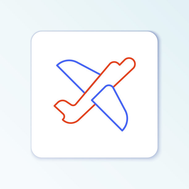 线玩具飞机图标孤立在白色背景上。飞行的飞机图标。客机的迹象。色彩斑斓的轮廓的概念。向量图片下载