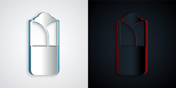 剪纸玉米煎饼图标孤立在灰色和黑色的背景。传统的墨西哥快餐。纸艺术风格。向量图片下载