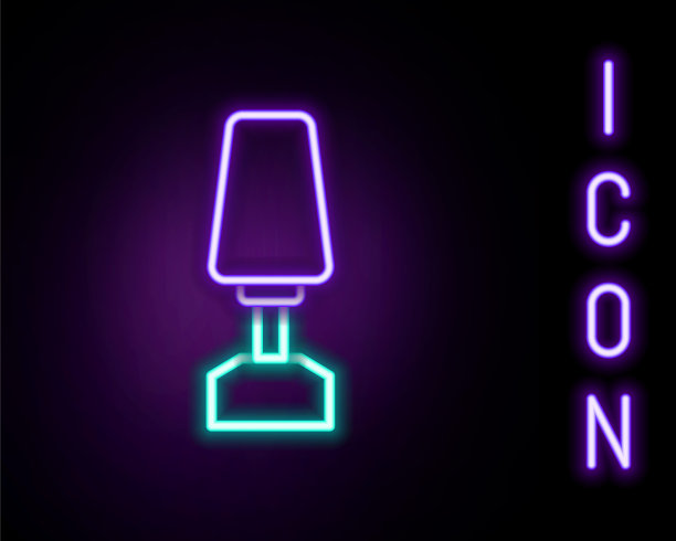 发光霓虹灯线铣刀的美甲图标孤立在黑色背景上。器修指甲。修指甲的工具。色彩斑斓的轮廓的概念。向量图片下载