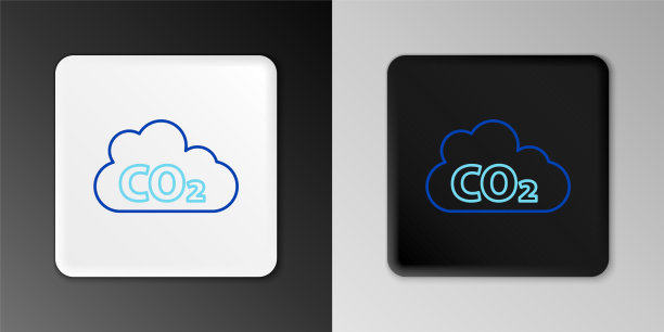 在灰色背景上标出孤立的云图标中的CO2排放。二氧化碳配方，烟雾污染概念，环境概念。色彩斑斓的轮廓的概念。向量图片下载