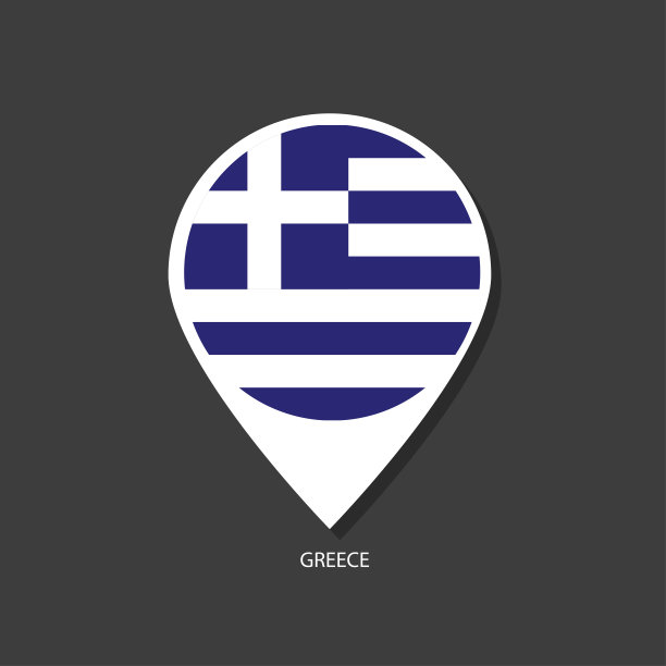 希腊国旗签入图标与城市的名字在黑色背景。图片下载