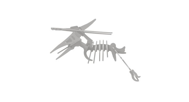 一个飞行恐龙图标的三维渲染抽象形状激光切割图片下载