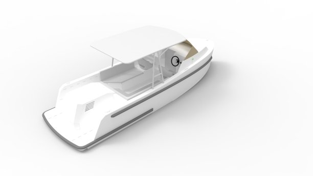 3D渲染的小型休闲摩托艇游艇孤立在一个白色的工作室背景图片下载