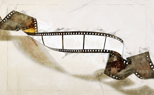 照片或录像用扭曲胶片之素描插图图片下载