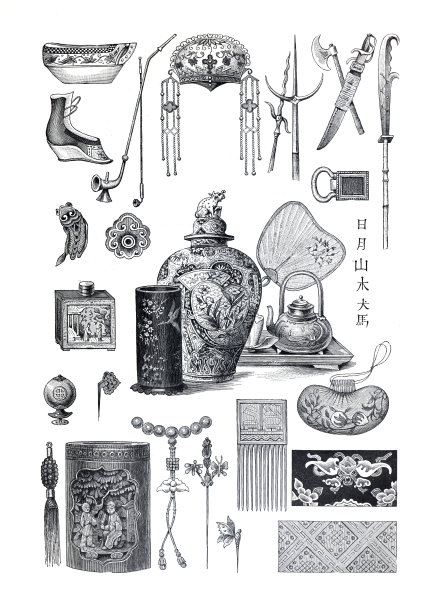 中国文化。大套手绘插图。旧档案文化。亚洲的文化。图片下载