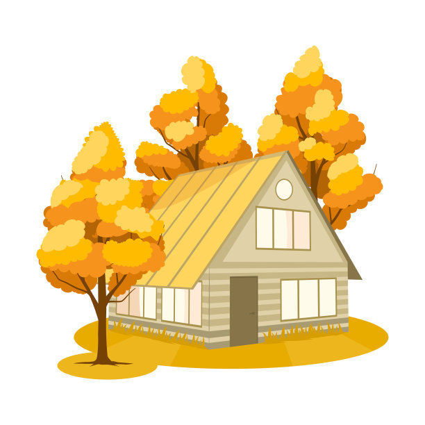 秋天。树木环绕的房子图片下载