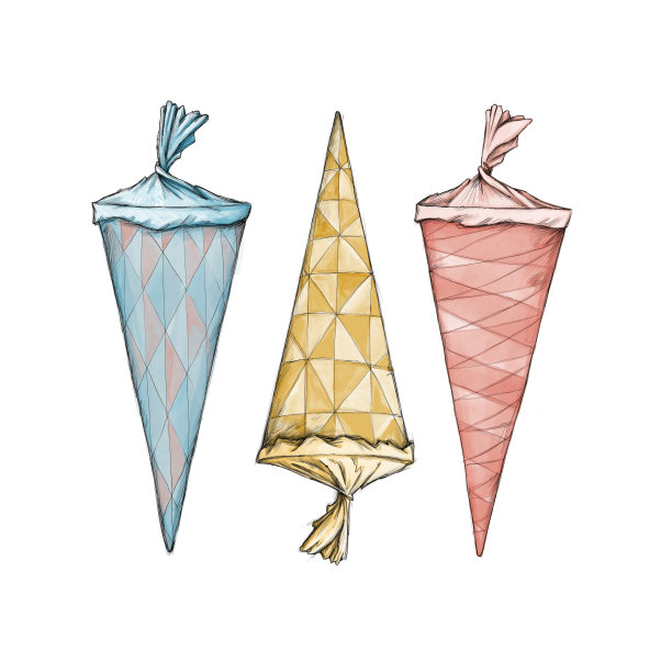 白色背景上的三个不同的学校圆锥体图片下载