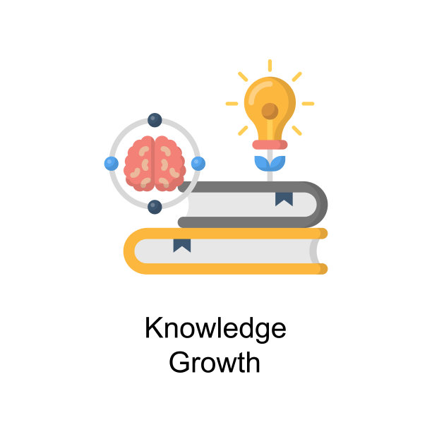 知识增长矢量平面图标设计插图。教育技术符号在白色背景EPS 10文件图片下载