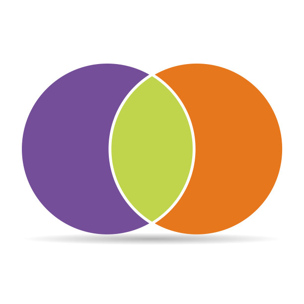 维恩图数学向量与阴影，负空间，颜色现代图标-孤立在白色背景图片下载