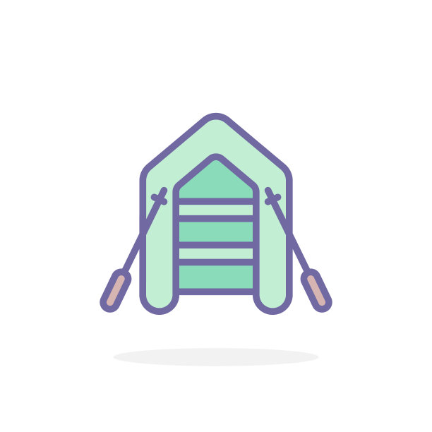 充气船图标在填充轮廓风格。图片下载