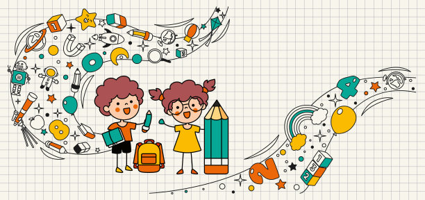 手绘有趣的卡通学生图片下载