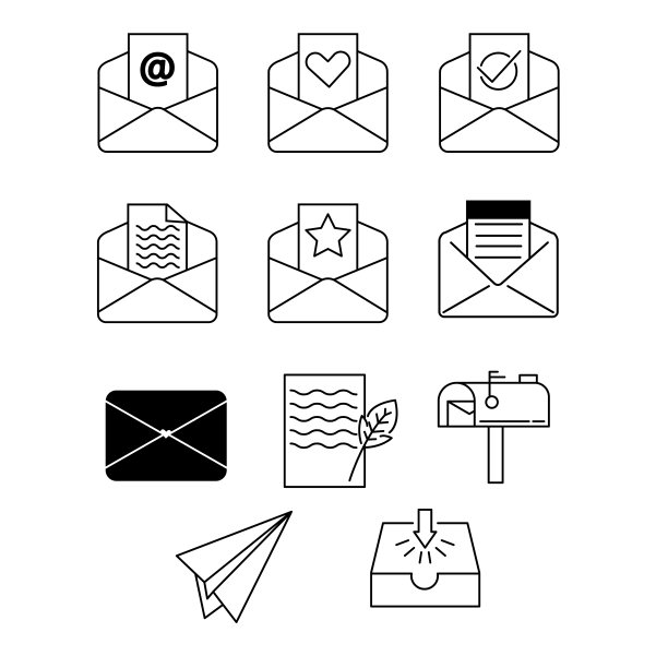 发送和接收的邮件都是黑色图标。图片下载