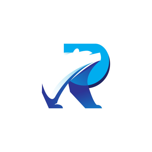 带有初始R设计的北极熊标志模板图片下载