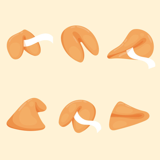 手绘的幸运饼干集向量插图图片下载