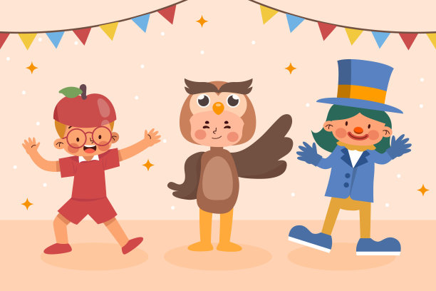 平面嘉年华服装设置矢量插图图片下载