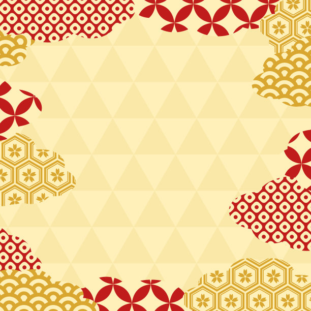 黄色日本花纹背景图片下载