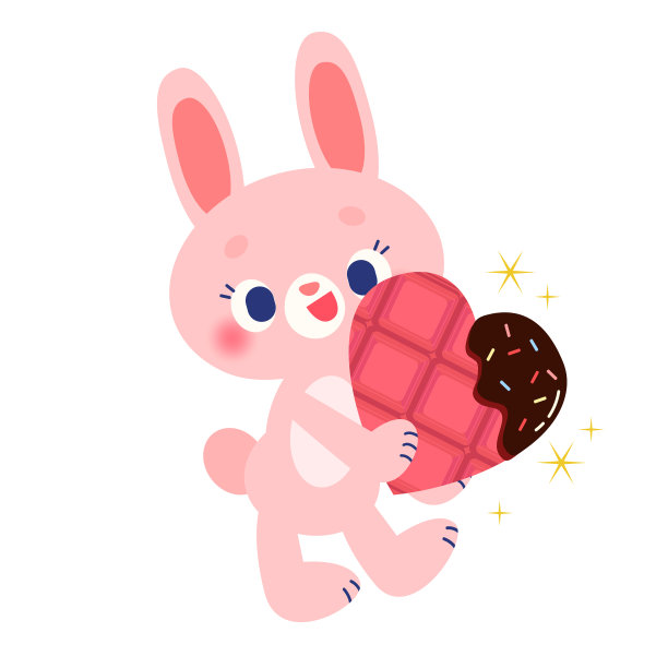 心形巧克力兔子插图图片下载