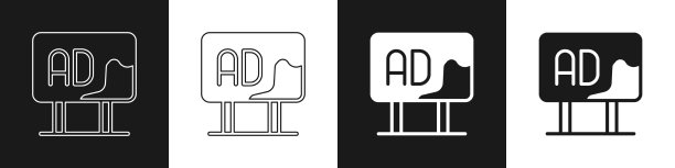 设置广告图标孤立在黑色和白色图片下载