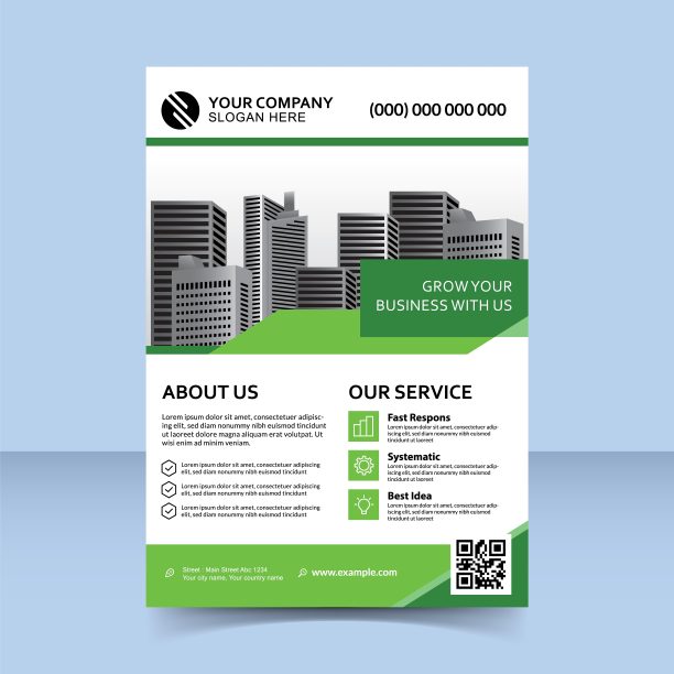 成长企业绿色传单模板设计图片下载