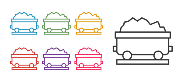 设置线煤车图标孤立在白色上图片下载