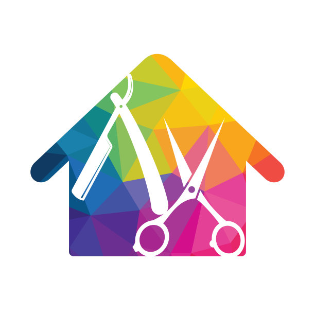 剪刀屋标志设计图标模板。图片下载