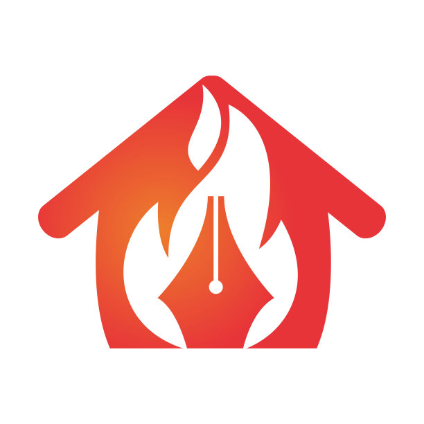 火笔矢量标志设计概念。热门作家家矢量标志图标。图片下载