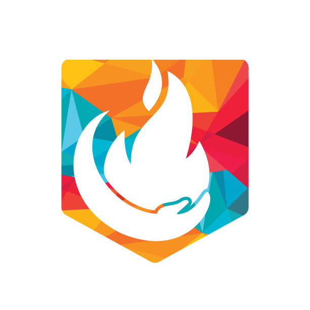 消防矢量标识设计理念。手和火图标标志设计。图片下载