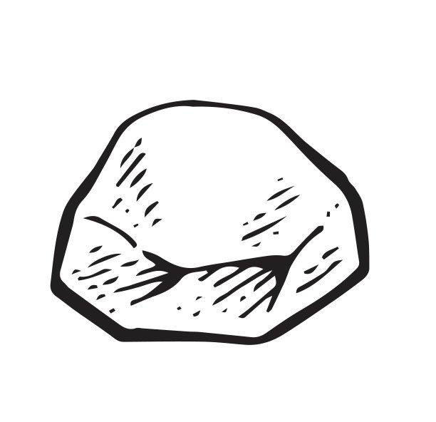 野生凹凸不平的石头。岩石以轮廓雕刻的风格。素描草图。手绘孤立在白色背景上。向量图片下载