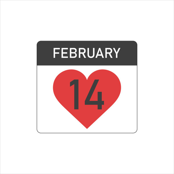 情人节。日历上的二月十四日。每日日历图标。日期和时间，日，月2022年假期。的季节。图片下载