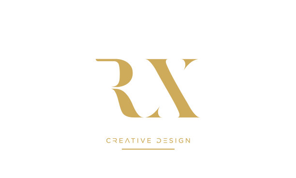 现代抽象字母RX、XR标志设计。最小RX, XR初始基于图标矢量图片下载